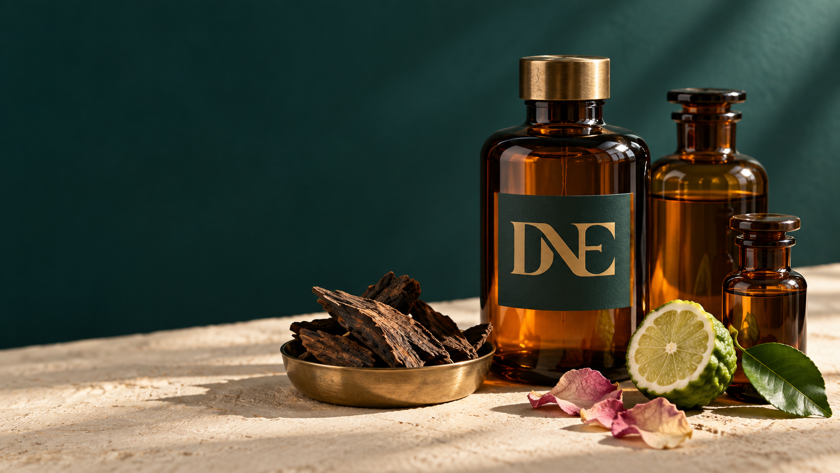 An editorial composition of perfumery materials